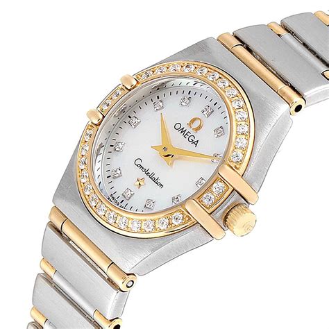 omega women's gold watch with diamonds|women's omega constellation diamond watch.